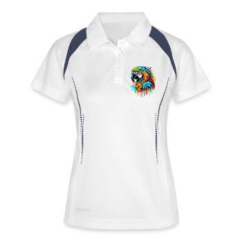 Papagei - Frauen Polo atmungsaktiv - Weiß/Navy - Vorne