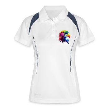 Aigle Pop Art Couleurs vives Aigle royal Pygargue à queue blanche - Polo respirant Femme - blanc/marine - Devant