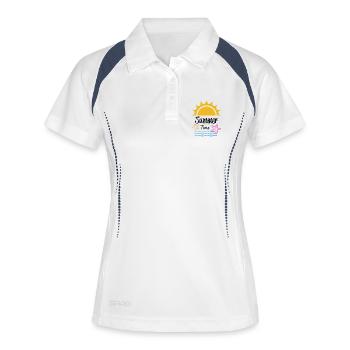 Summer Time Sommer Shirt - Frauen Polo atmungsaktiv - Weiß/Navy - Vorne