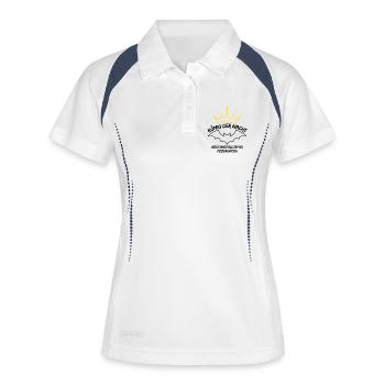 Junggesellenabschied - Frauen Polo atmungsaktiv - Weiß/Navy - Vorne