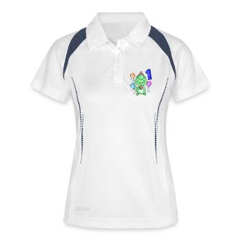 1 an - inscription à l’école - dinosaure motif dinosaure Dino - Polo respirant Femme - blanc/marine - Devant