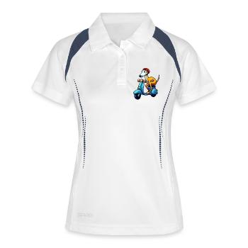 Chien joueur sur la conception du scooter - Polo respirant Femme - blanc/marine - Devant