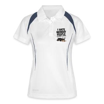 Ich hasse montags lustiges Hundesarkastisches Zitat - Frauen Polo atmungsaktiv - Weiß/Navy - Vorne