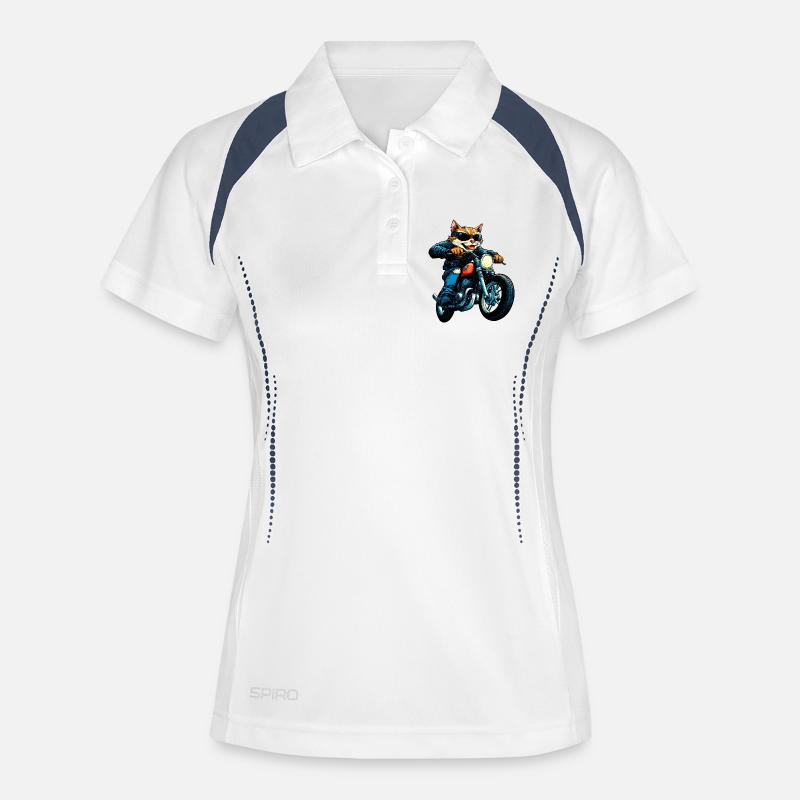 Cats Motorcycle / Motorcyclist Cat - Women's Polo breathable - white/navy