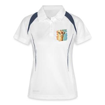 Giraffe - Frauen Polo atmungsaktiv - Weiß/Navy - Vorne