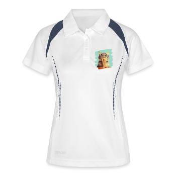 Pâtes pour chat - Polo respirant Femme - blanc/marine - Devant