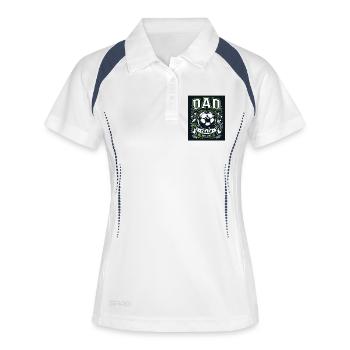 Dad – Coach for Life - Frauen Polo atmungsaktiv - Weiß/Navy - Vorne