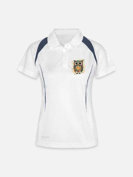 Eule - Frauen Polo atmungsaktiv - Weiß/Navy