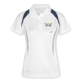 Jugendweihe Gästebuch - Jugendweihe 2026 - Frauen Polo atmungsaktiv - Weiß/Navy - Vorne