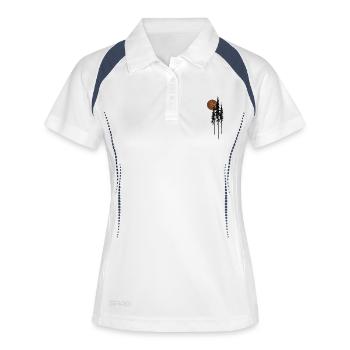 Sapins Soleil Forêt Nature Cadeau minimaliste - Polo respirant Femme - blanc/marine - Devant