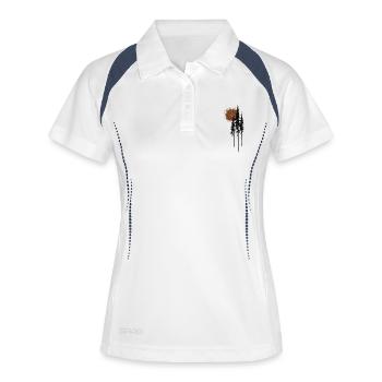 Soleil Sapin Forêt Nature Cadeau minimaliste - Polo respirant Femme - blanc/marine - Devant