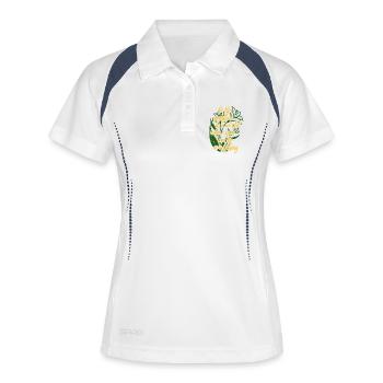 Blumen - Frühling - Be the sunshine - Spruch - Frauen Polo atmungsaktiv - Weiß/Navy - Vorne