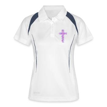 Croix Croix Cœur de Jésus Cœur - Polo respirant Femme - blanc/marine - Devant