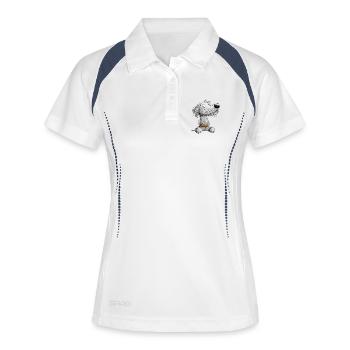 Irish Wolfhound Cartoon Dog Dog Breed - Polo respirant Femme - blanc/marine - Devant