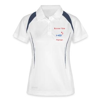BONNE FÊTE. BONNE FÊTE MAMAN. MAMAN FÊTE DES MÈRES - Polo respirant Femme - blanc/marine - Devant