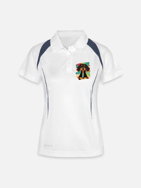 Teckel Dackel - Polo respirant Femme - blanc/marine
