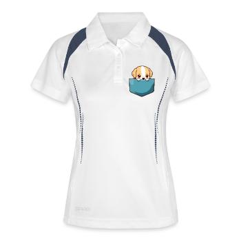Chien mignon - Polo respirant Femme - blanc/marine - Devant
