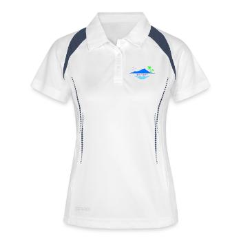 Bora Bora Palmen Insel Meer Traumstrand Souvenir - Frauen Polo atmungsaktiv - Weiß/Navy - Vorne