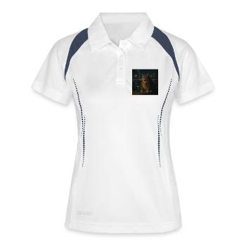 Drôle Chat Fumant Mème Stupide Brainrot - Polo respirant Femme - blanc/marine - Devant