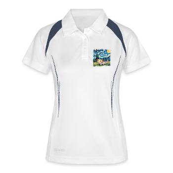 Axolotl fantaisiste sous la nuit étoilée - Polo respirant Femme - blanc/marine - Devant