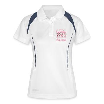 Septembre 1985 Anniversaire 40 Ans Pour Femmes - Polo respirant Femme - blanc/marine - Devant