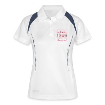 Septembre 1965 Anniversaire 60 Ans Pour Femmes - Polo respirant Femme - blanc/marine - Devant