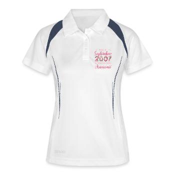 Septembre 2007 Anniversaire 18 Ans Pour Filles - Polo respirant Femme - blanc/marine - Devant