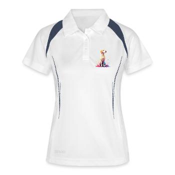 Colorful Labrador dog portrait on spray paints - Women's Polo breathable - white/navy - Front
