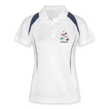 Coffee art in colorful collage - Women's Polo breathable - white/navy - Front