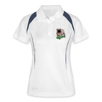Mops - Frauen Polo atmungsaktiv - Weiß/Navy - Vorne