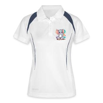 Cute elephant design with coffee cup - Women's Polo breathable - white/navy - Front