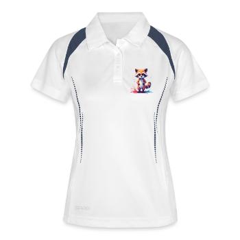 Motif de raton laveur mignon avec des touches de couleur - Polo respirant Femme - blanc/marine - Devant