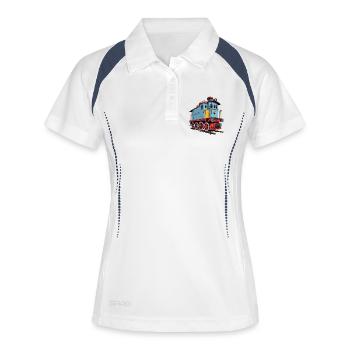 Retro steam locomotive illustration - Women's Polo breathable - white/navy - Front