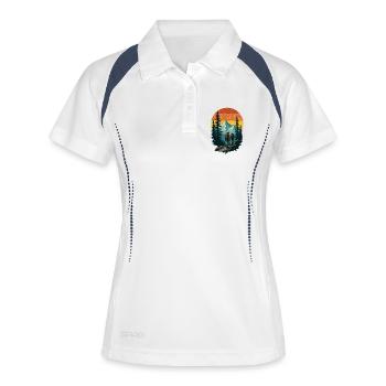 Bergnatur-Abenteurer - Frauen Polo atmungsaktiv - Weiß/Navy - Vorne