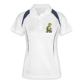 Frecher Schildkröten Skateboard - Frauen Polo atmungsaktiv - Weiß/Navy - Vorne