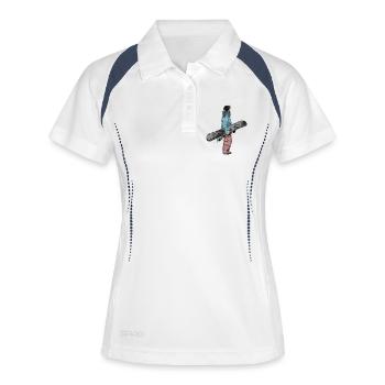 Abenteuer Snowboarderin Illustration - Frauen Polo atmungsaktiv - Weiß/Navy - Vorne