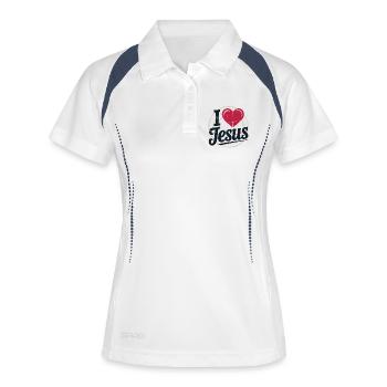Herz Jesus Symbol Ausdruck - Frauen Polo atmungsaktiv - Weiß/Navy - Vorne