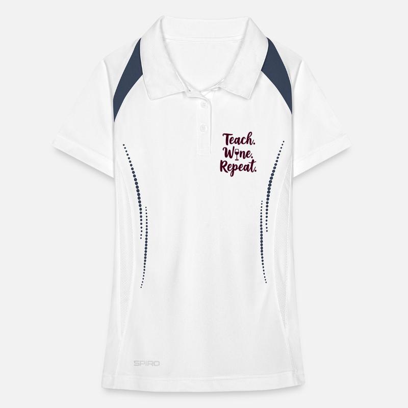 Teach. Wine. Repeat. Lehrer-Spruch Frauen Polo atmungsaktiv