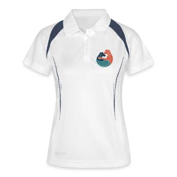 Motif de câlin de couple de chiens - Polo respirant Femme - blanc/marine - Devant