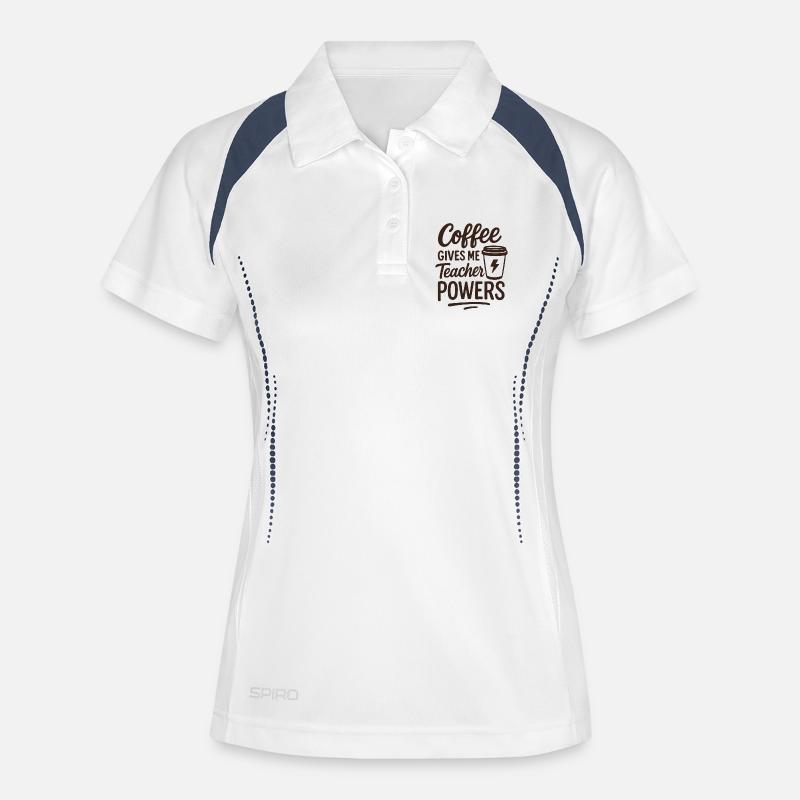 Coffee Teacher Powers Inspirational Quote - Women's Polo breathable - white/navy