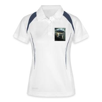 Selfie de raton laveur avec OVNI - Polo respirant Femme - blanc/marine - Devant