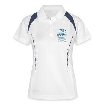 Langue Bleue Scinque Reptile Keeper Streetwear - Polo respirant Femme - blanc/marine - Devant