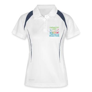 Chemistry joke with colorful laboratory equipment - Women's Polo breathable - white/navy - Front
