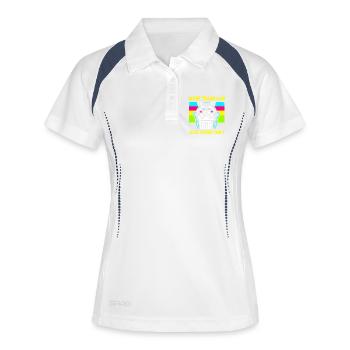 Waschbär Spruch Müll Humor Lustig Geschenkidee - Frauen Polo atmungsaktiv - Weiß/Navy - Vorne