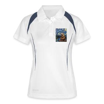 Bieber dans le style de Van Gogh, La Nuit étoilée - Polo respirant Femme - blanc/marine - Devant
