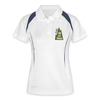 Ich gehe in die Pyrenäen - Green Mountain - Frauen Polo atmungsaktiv - Weiß/Navy - Vorne