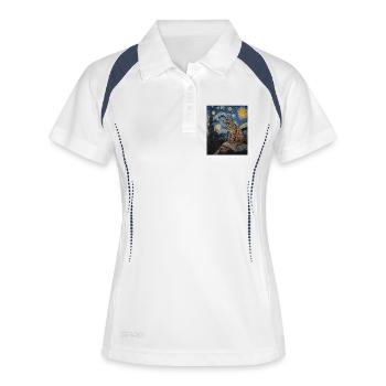 Luchs Van Gogh Style Starry  - Frauen Polo atmungsaktiv - Weiß/Navy - Vorne