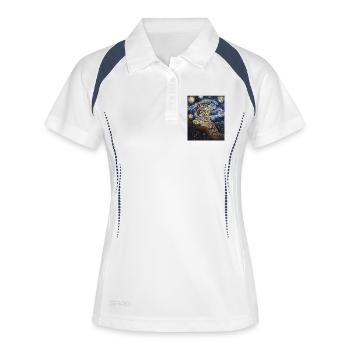 Luchs Van Gogh Style Starry  - Frauen Polo atmungsaktiv - Weiß/Navy - Vorne