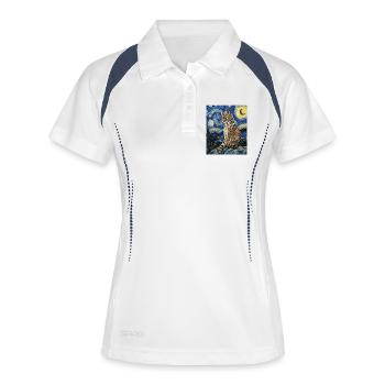 Luchs Van Gogh Style Starry  - Frauen Polo atmungsaktiv - Weiß/Navy - Vorne