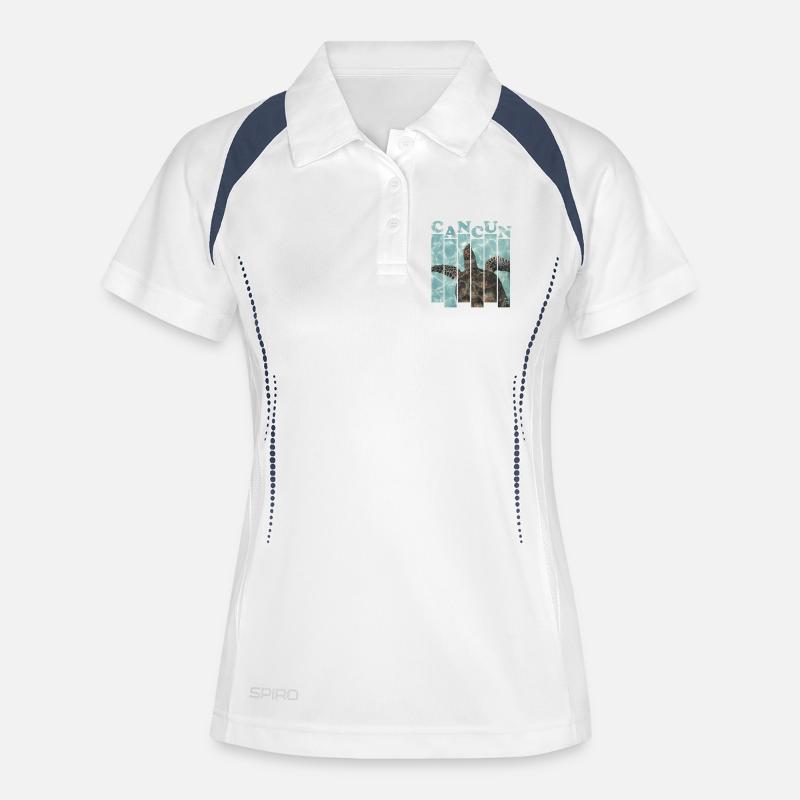 Cancun Sea Turtle Poolside Design - Women's Polo breathable - white/navy